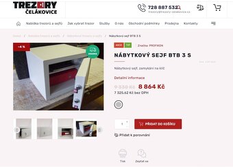 Nábytkový sejf – trezor BTB 3 S se zámkem na klíč - 2