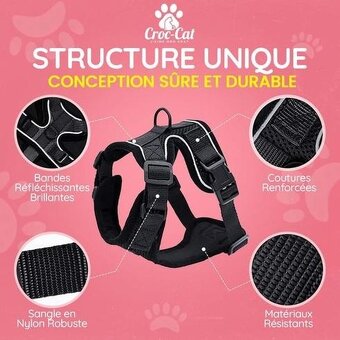 Postroj pro kočky i psy (černý, XS) - 2