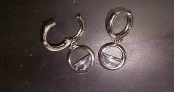 Nové dámské i dívčí stříbrné náušnice 925 kroužky 1 cm sklo - 2