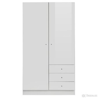 Nová bílá šatní skříň 100 cm, 3 zásuvky - 2