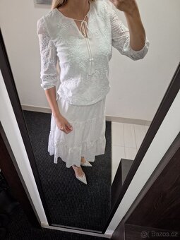 Bily madeirovy komplet halenka a sukne Mohito - 2