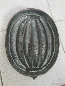 starožitná měděná cínovaná forma 19.století 27cm x 20cm - 2