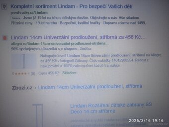 Lindam 14cm Univerzální prodloužení, stříbrná - 2