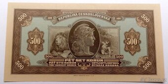 Bankovka 500 Kč emise 1923 HNĚDÝ LEGIONÁŘ série A, Novotisk - 2