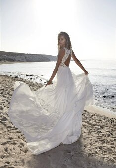 Lehké boho svatební šaty s krajkou – vel. 40, zcela nové - 2