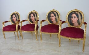Zámecká řezbovaná křesla - čalouněná - set - Mona lisa - 2