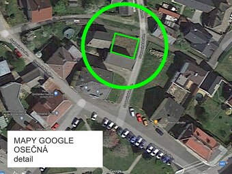 Rohový stavební pozemek 131 m² u nám. v centru obce Osečná - 2