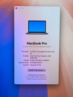 MacBook Pro 13" 2017 /8GB RAM/Intel i5/256GB SSD/ Záruka - 2