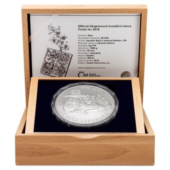 Stříbrná kilogramová investiční mince Český lev 2018 stand - 2