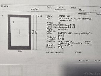 č.5 RODÁM OKNO 1ks FIXNÍ NOVÉ VEKA 82 dřevodekor - 2
