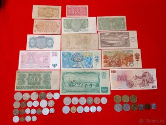 Československé mince 44 ks a bankovky 14 ks - 2