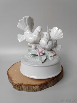 Nádherná vintage porcelánová hudební figurka pár ptáčků - 2