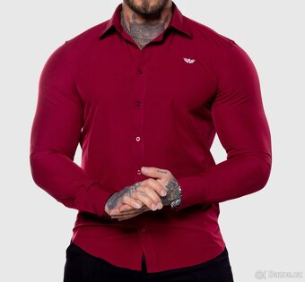 STREČOVÁ KOŠILE IRON AESTHETICS SLIM STRETCH, BORDOVÁ - 2