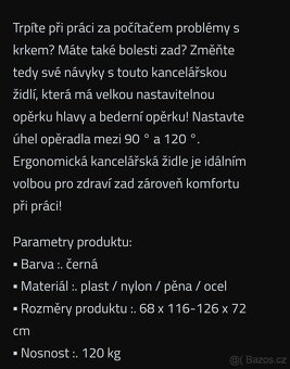 Nové ergonomické kancelářské křeslo s nosností 120kg - 2