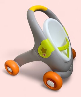 Chodítko / kočárek Smoby Minikiss Baby Walker 3v1 - 2