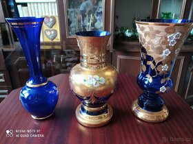 Set pohárů z Novoborského skla v modré barvě - 2