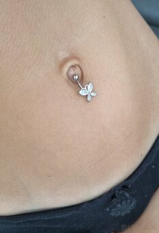 Piercing do břicha pupíku nový chirurgická ocel motýlek - 2