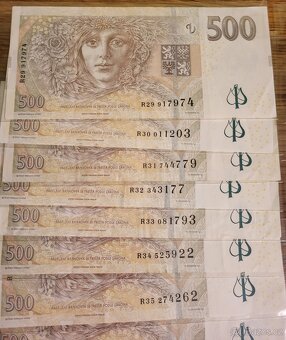 KOMPLETNÍ SADA 500 KČ VZÁCNĚJŠÍ SÉRIE R.  R 29 - R 56 - 2