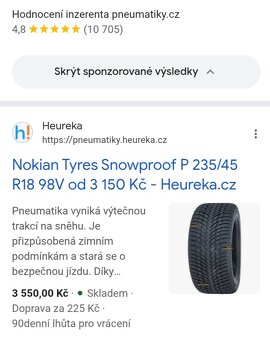 Sada nebo 2ks zimních pneu 235/45 R18: - 2
