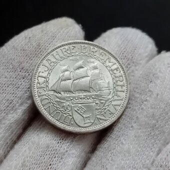 stříbrná 3 marka bremerhaven 1927 - 2