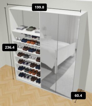 Šatní bílá skříň PAX Ikea 100x58x236 cm - 2