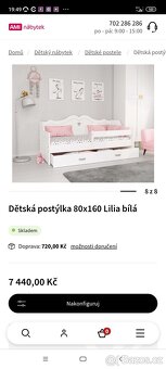Krásná holčičí postel s roštem, šuplíkem a matrací - 2
