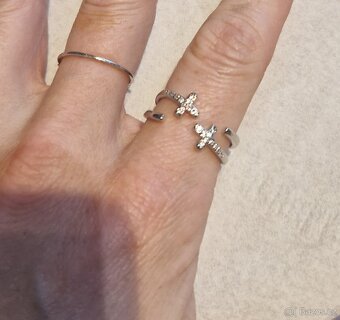 Nový dámský stříbrný prsten prstýnek 925 otevřený kříže kříž - 2