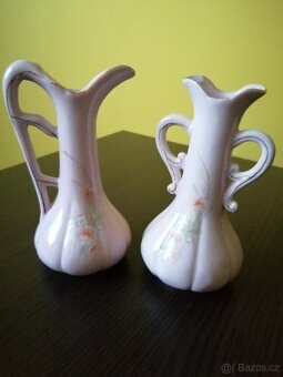 Růžový porcelán džbán a váza - 2