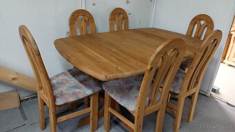 Masivní rozkládací stůl + 6x masivní židle - 2
