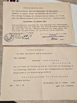 Konvolut dokumentů - kříž cti s meči - 2