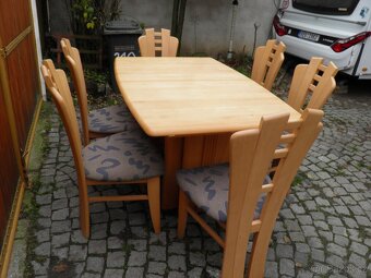 BUKOVÝ  STŮL SE 6 ŽIDLEMI - SLEVA - 2