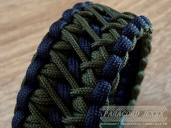 Paracord náramek v army stylu (19 cm) oliv - dark blue - 2