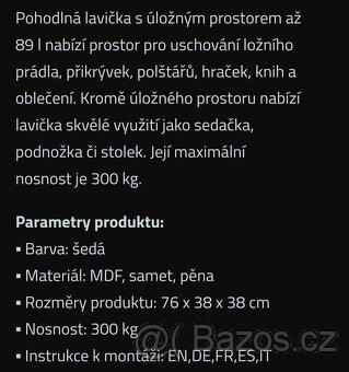 Nový sametový taburet s úložným prostorem - 2