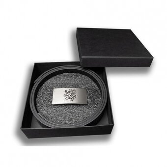 Opasek kožený Český lev 3,5 cm - černý - 2