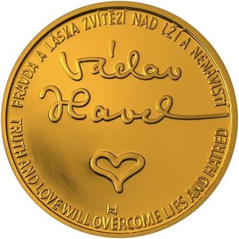 Zlatá půluncová pamětní medaile "Václav Havel" ražba 31 - 2