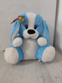 NOVÝ Pejsek s mašlí modrý 40 cm - 2
