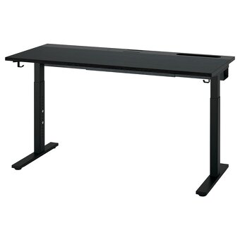 IKEA MITTZON Psací stůl, 140x60 cm – Černá, Zachovalý, vč. e - 2
