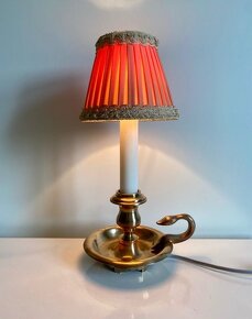 Starožitná mosazná stolní lampa lampička had - 2