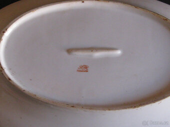 PORCELÁN- bílý oválný tác 35x23 cm s dekorem, zn.RFH, - 2