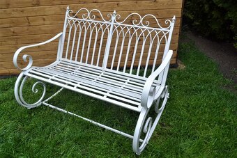 Provence kovová houpací lavice - antik bílá - 2