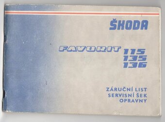 návod k obsluze + serviska z r. 1990 ŠKODA FAVORIT - 2