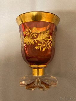 Starožitná rubínová sklenice Biedermeier rok cca 1850 - 2