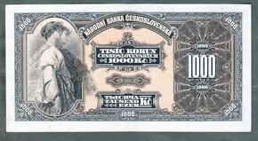 Staré bankovky 1000 korun 1932 NEPERFOROVANA, velmi pěkná - 2