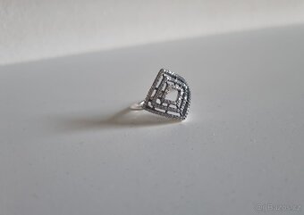 Nový dámský velký stříbrný prstýnek prsten 925 vel 56 třpyt - 2