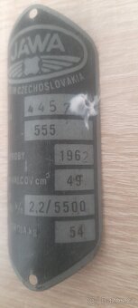 Jawa 555 štítek - 2