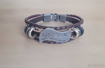 Nový pánský i Unisex kožený náramek značkový diesel hnědý - 2