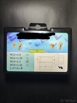 Bezpečnostní šrouby na alu kola M14x1,5x27mm SADA, kužel - 2