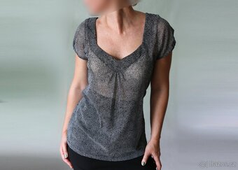 Nové transparentní tričko s mikrotečkami Mexx vel.XXL - 2