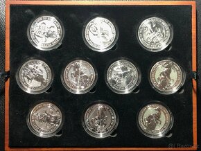 KOMPLETNÍ SADA STŘÍBRNÝCH MINCÍ 10 X 2 OZ THE QUEEN'S BEASTS - 2