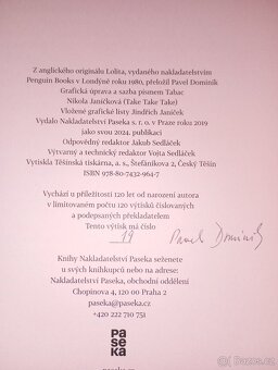 Lolita – Vladimir Nabokov (Paseka, limitovaná edícia 120 ks, - 2